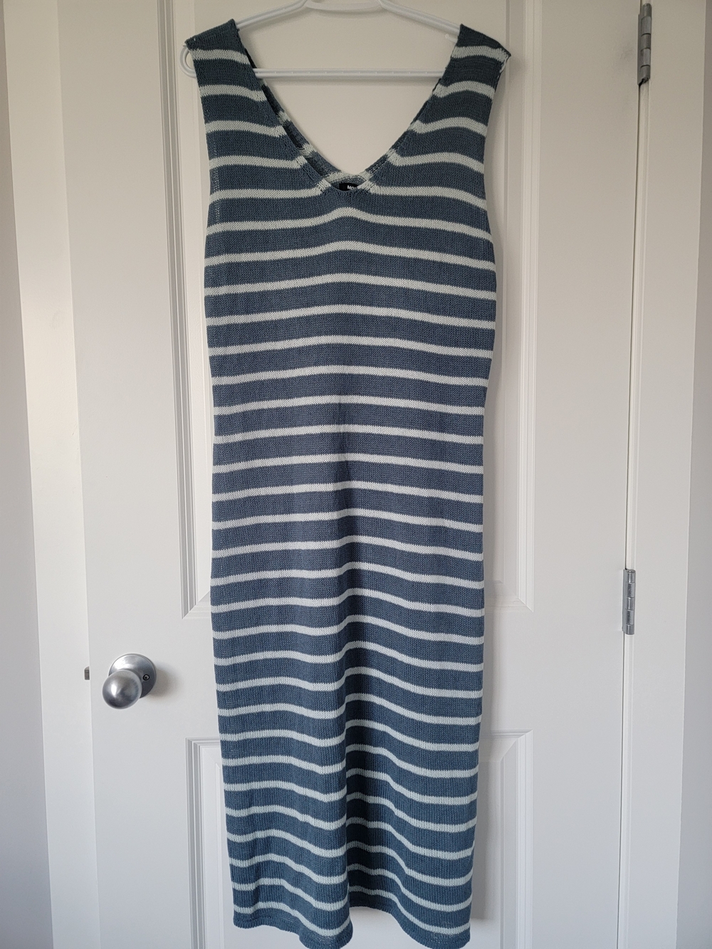 Mexx Blue & White Striped Knit Midi Dress